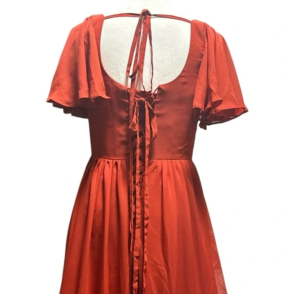 NWT, Elegant Red / Copper Color Maxi Dress - Picture 4 of 10